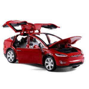 1/32 Model x Metal Die Casting Toy Car for 3 to 12 Year Old Boy Pull Back Car Toy with Sound and Lights (Red)