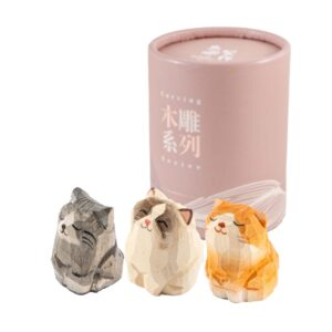 Islandoffer Wooden Carving Kitten Set (3 pcs)