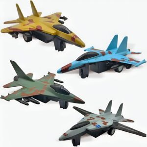 4 pack: diecast fighter jets pullback airplane military plane toys army air force party favors kids playset and durable die-cast metal miniature aircraft models for imaginative play