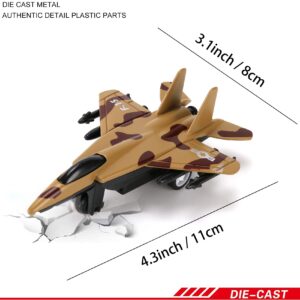 4 Pack: Diecast Fighter Jets Pullback Airplane Military Plane Toys Army Air Force Party Favors Kids Playset and Durable Die-cast Metal Miniature Aircraft Models for Imaginative Play