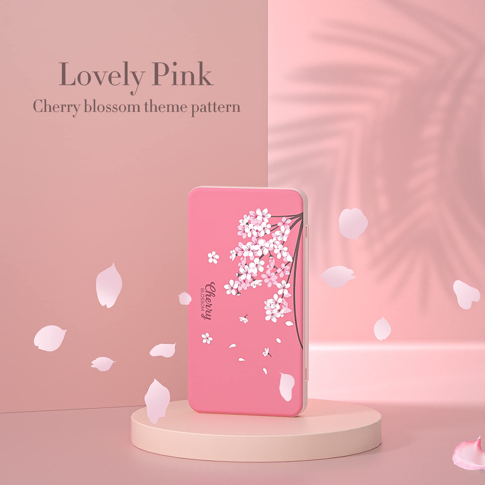 NANANINO Switch Game Case Pink, Cherry Blossoms Pattern Switch Game Card Case with 24 Game Card Slots and 24 Micro SD Card Slots