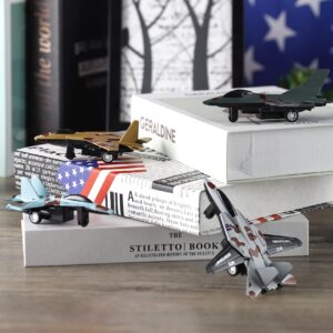 4 Pack: Diecast Fighter Jets Pullback Airplane Military Plane Toys Army Air Force Party Favors Kids Playset and Durable Die-cast Metal Miniature Aircraft Models for Imaginative Play