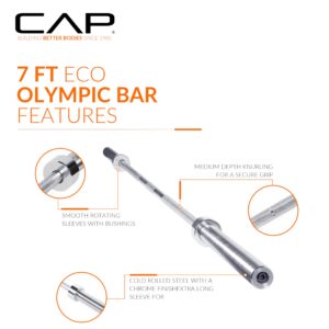 CAP Barbell Classic 7-Foot Olympic Bar, Chrome - New Version (OBIS-85)