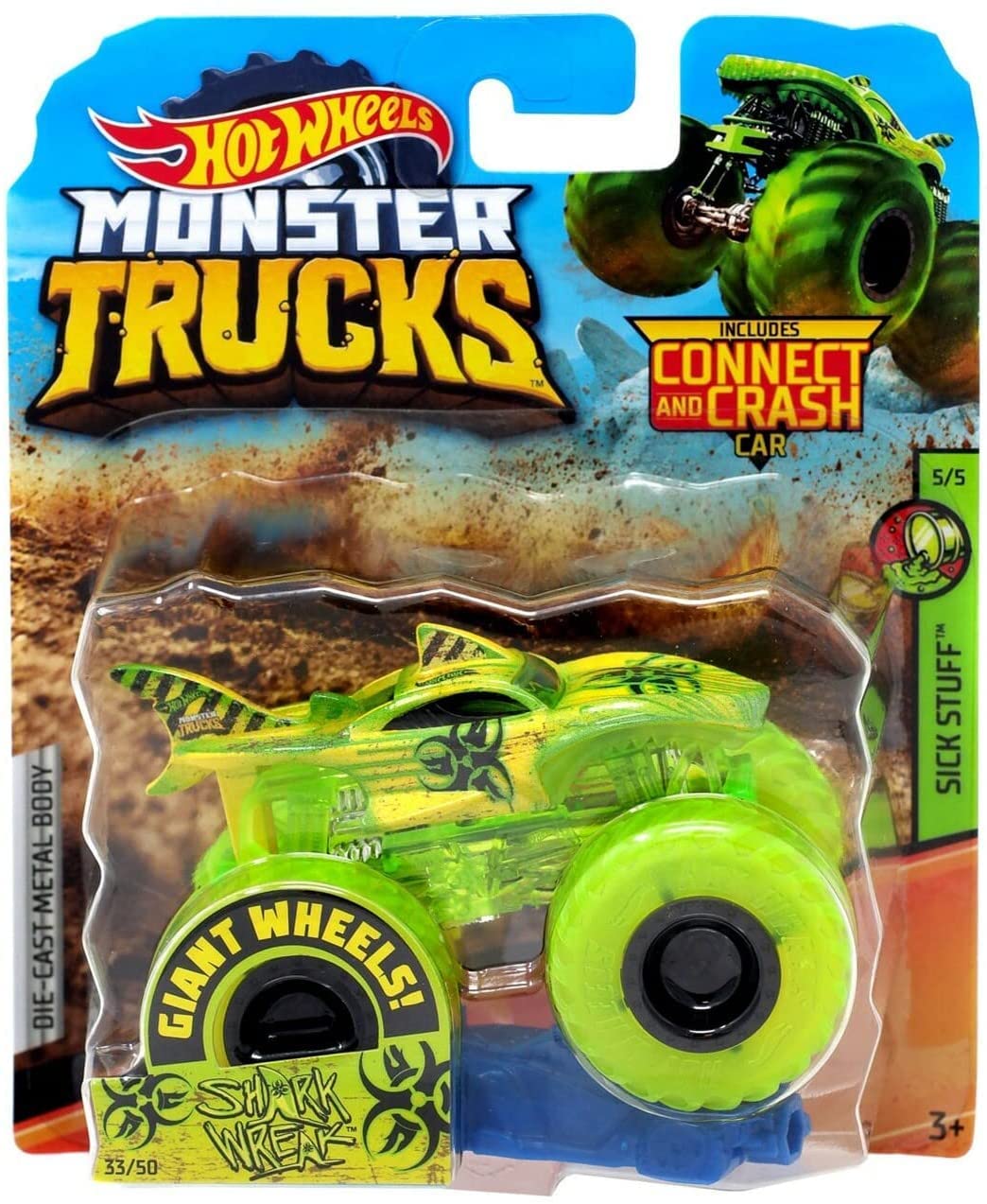 Monster Trucks Shark Wreak with Connect and Crash car 33/50 - Sick Stuff 5/5 (1:64 Scale diecast Truck)