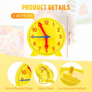 Henoyso 48 Pieces Teaching Clock Kit for Kids to Tell Time Mini Teaching Clock Bulk for Student Early Basic Math Skills Development Teacher and Classroom Supplies (4 Inch)