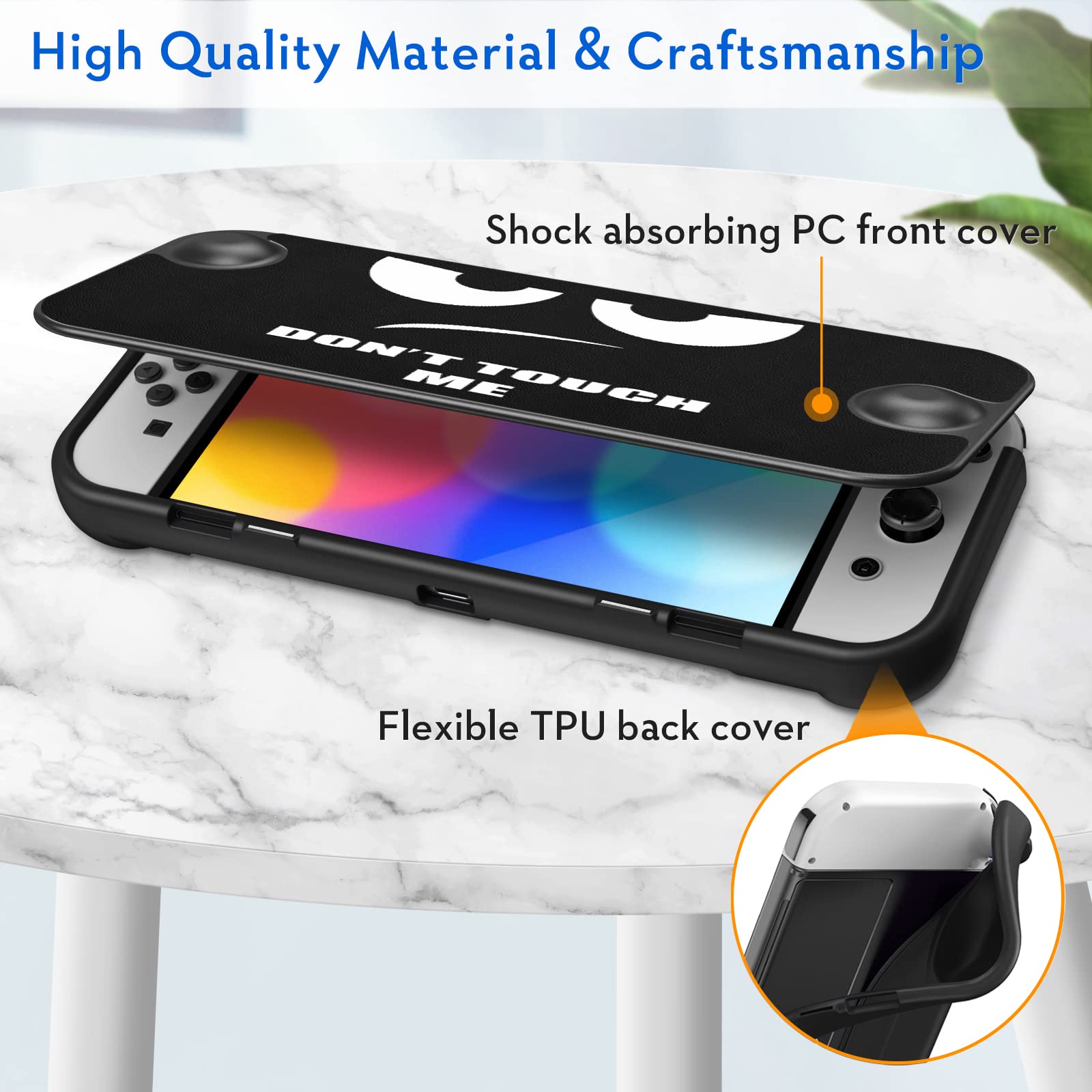 Fintie Flip Case for Nintendo Switch OLED Model - [Screen Safe] Slim Protective Soft TPU Shell with Magnetically Detachable Front Cover & Ergonomic Grip for Switch OLED Model 2021 (Dont Touch)