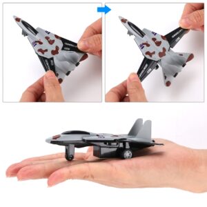 4 Pack: Diecast Fighter Jets Pullback Airplane Military Plane Toys Army Air Force Party Favors Kids Playset and Durable Die-cast Metal Miniature Aircraft Models for Imaginative Play