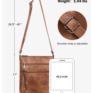 MASINTOR Crossbody Purses for Women, Multi Pocket Casual Crossbody Bag, Adjustable Strap Shoulder Bag with Tassel