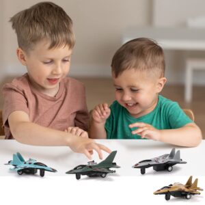 4 Pack: Diecast Fighter Jets Pullback Airplane Military Plane Toys Army Air Force Party Favors Kids Playset and Durable Die-cast Metal Miniature Aircraft Models for Imaginative Play