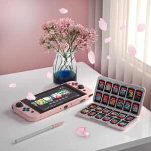 NANANINO Switch Game Case Pink, Cherry Blossoms Pattern Switch Game Card Case with 24 Game Card Slots and 24 Micro SD Card Slots