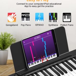 KONIX Keyboard Piano 88 Key, Beginner Semi Weighted Keyboard Piano with Full Size Key, Portable Electric Piano Keyboard Include Sustain Pedal, Power Supply and Piano Bag