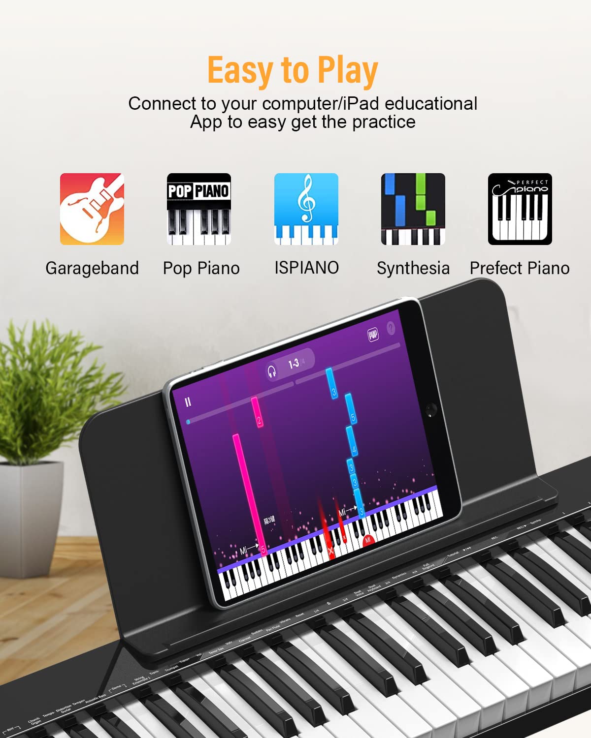 KONIX Keyboard Piano 88 Key, Beginner Semi Weighted Keyboard Piano with Full Size Key, Portable Electric Piano Keyboard Include Sustain Pedal, Power Supply and Piano Bag