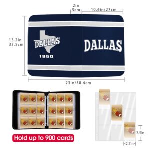 Football Card Binder with Sleeves 900 Pocket, Dallas Football Card Holder for Trading Cards Sports Card 3 Ring Binder Folder Football Collector Album Storage Book Case for Kids Boys Girls Gift (Navy)