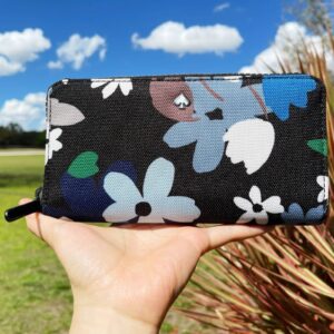 Kate Spade Jae Bold Bloom Continental Zip Around Wallet Black Floral Canvas