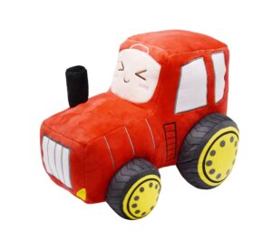 yonlit soft plush tractor stuffed truck toy super cute car plushie throw pillow excellent gifts for kids or birthday party 12 inches (red)