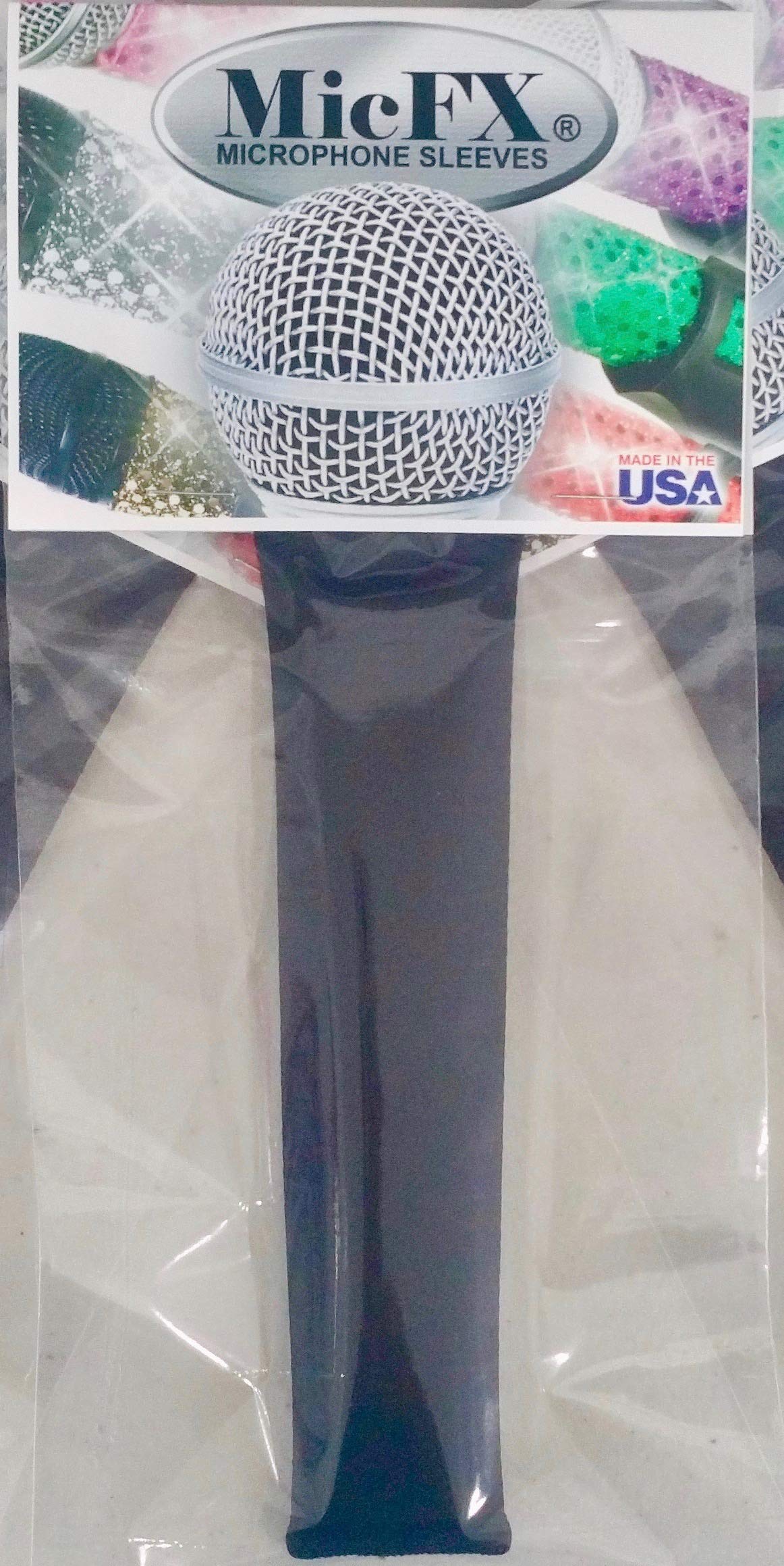 Basic Black Wireless mic Sleeves by MicFX-USA. Super Stretch fits firm. Mic NOT included. Made in USA. Washable.