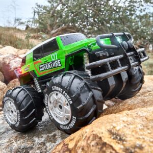 Ruko 1601AMP2 Amphibious Remote Control Car, 1:10 RC Car Toys for Boys, IPX6 Waterproof Monster Truck with Lights for All Terrain, 2 Rechargeable Batteries, Gifts for Kids (Green)