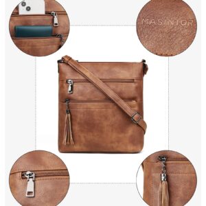 MASINTOR Crossbody Purses for Women, Multi Pocket Casual Crossbody Bag, Adjustable Strap Shoulder Bag with Tassel