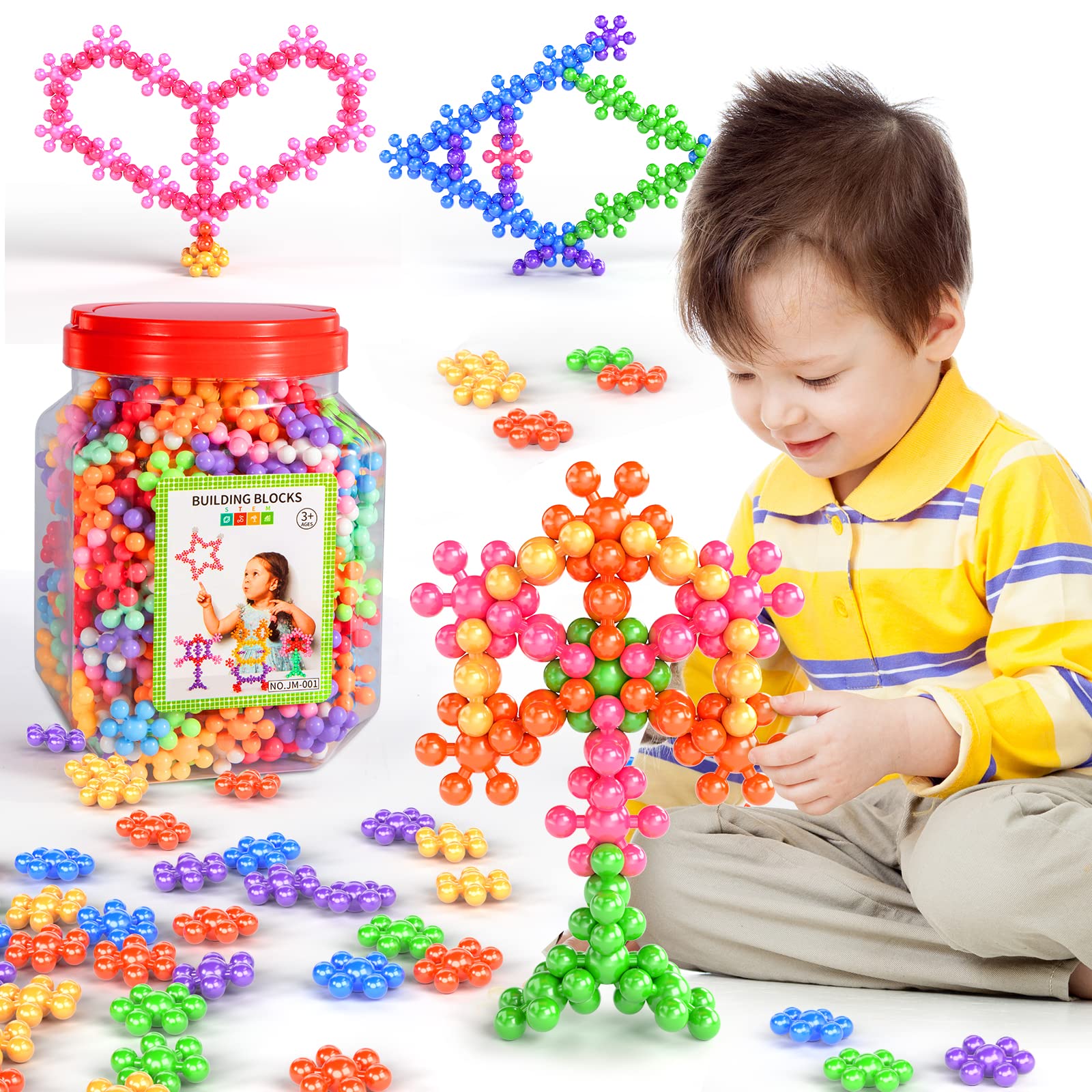 BABY HOME 400 Pieces Building Blocks Kids STEM Toys, Interlocking Solid Plastic Educational Toys Sets for Preschool Kids Boys and Girls Aged 3+, Safe Material Creativity Kids Toys