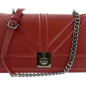 Pierre Cardin Burgundy Leather Small Structured Shoulder Bag for womens