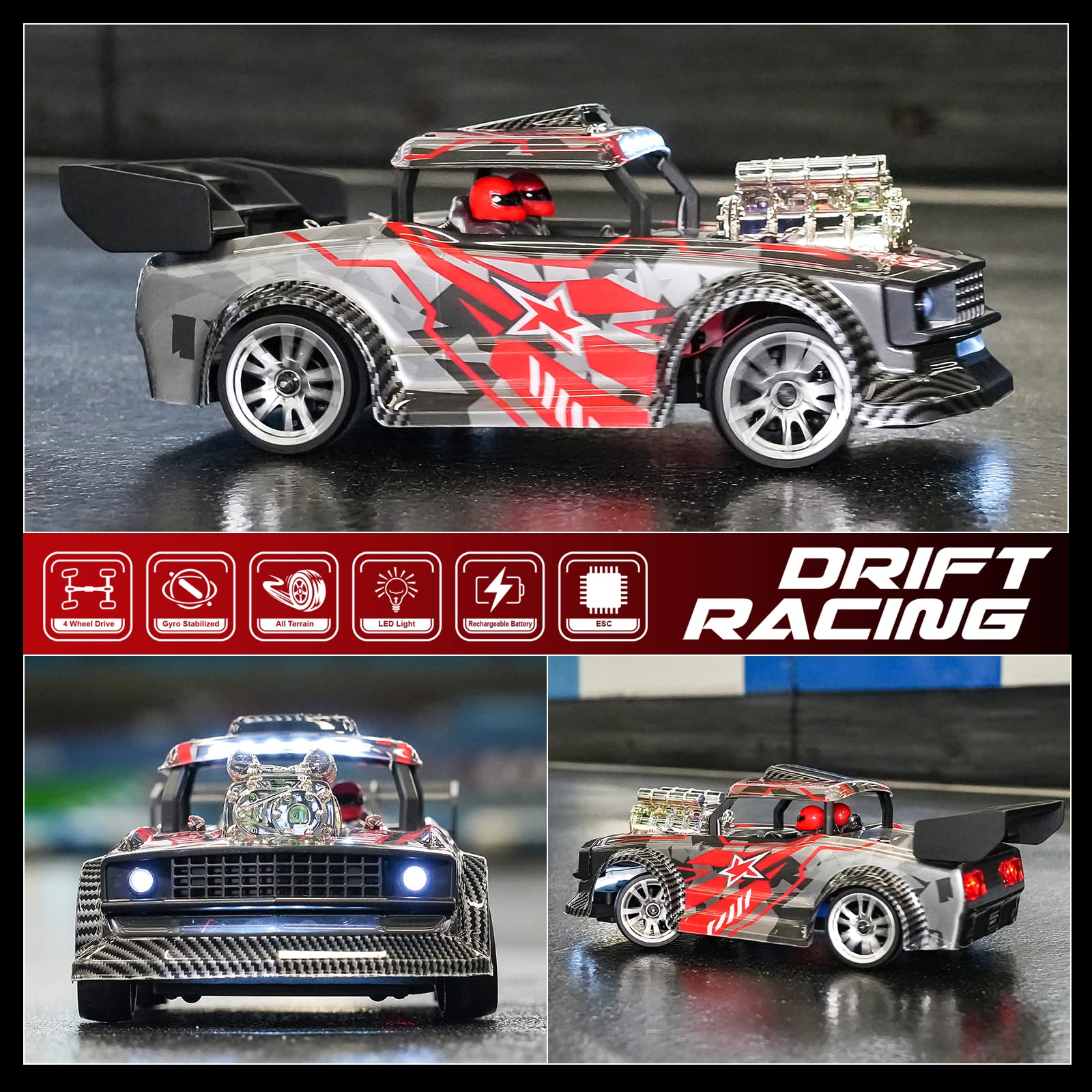 GoolRC RC Drift Car 1/18 RC Car Fast and Furious Cars Remote Control Car for Boys 8-12 2.4GHz 4WD 30km/h RC Race Car Full Scale High Speed Kids Gift RTR with ESP Function RC Truck RC Car for Kids