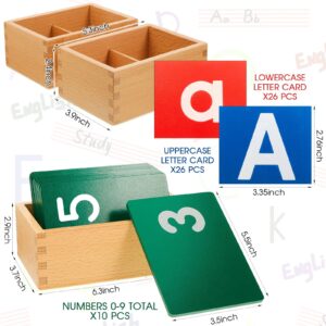 3 Sets Lower and Capital Case Sandpaper Letters with Boxes Sandpaper Numbers Sensory Letters Tactile Letters Sandpaper Alphabet for Preschool Learning Education Toys