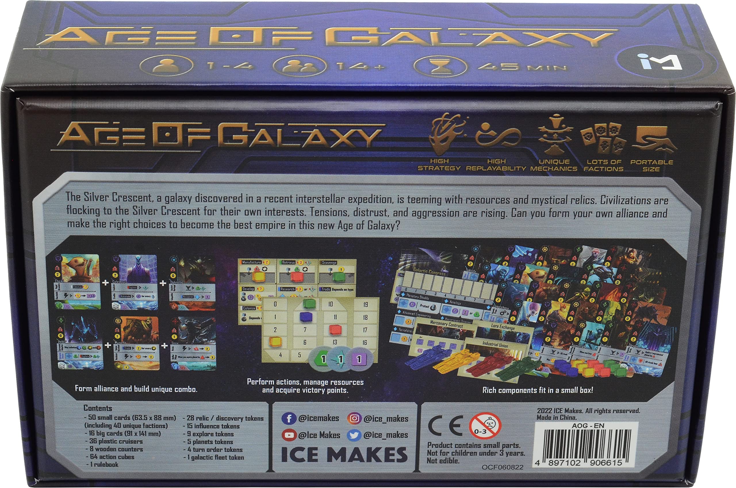 ICE MAKES Age of Galaxy | Strategy Card Game | 4X Space Game | Board Games | Pocket Size, Travel and Family Friendly | 1-4 Players Board Game Adventure | 14+ Years