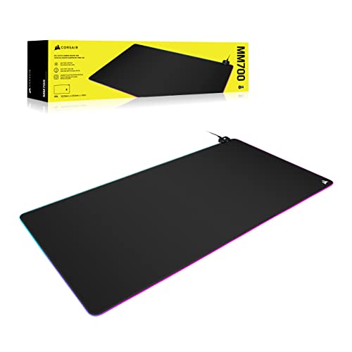 Corsair MM700 RGB Extended 3XL Cloth Gaming Mouse Pad/Desk Mat - Massive 1,220mm x 610mm (48” x 24”) Cloth Surface, 360° Three-Zone RGB Lighting, Two USB Ports - Black