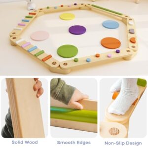 BanaSuper Wooden Balance Beam Stepping Stones for Kids Toddlers Gymnastics Beam Children Balance Board Toys Montessori Toddler Toys Gymnastics Obstacle Course Montessori Furniture Toddler Gift