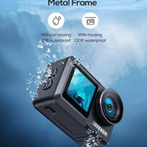 iZEEKER Action Camera 4K 24MP with Touchscreen, 40M Underwater Camera Waterproof, Dual Screen Vlog Camera with EIS3.0, WiFi, Remote Control with 2X 1350mAh Batteries,Charger and Accessory Kit-iA800