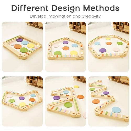 BanaSuper Wooden Balance Beam Stepping Stones for Kids Toddlers Gymnastics Beam Children Balance Board Toys Montessori Toddler Toys Gymnastics Obstacle Course Montessori Furniture Toddler Gift