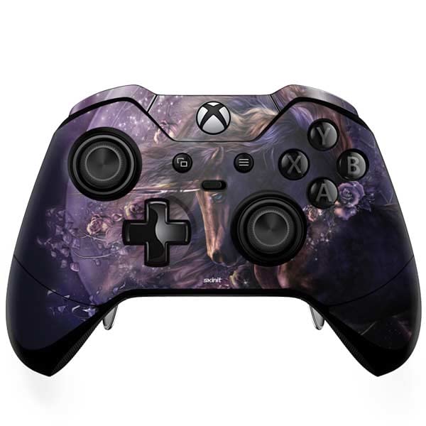 Skinit Decal Gaming Skin Compatible with Xbox One Elite Controller - Officially Licensed Tate and Co. Black Rose Unicorn Design