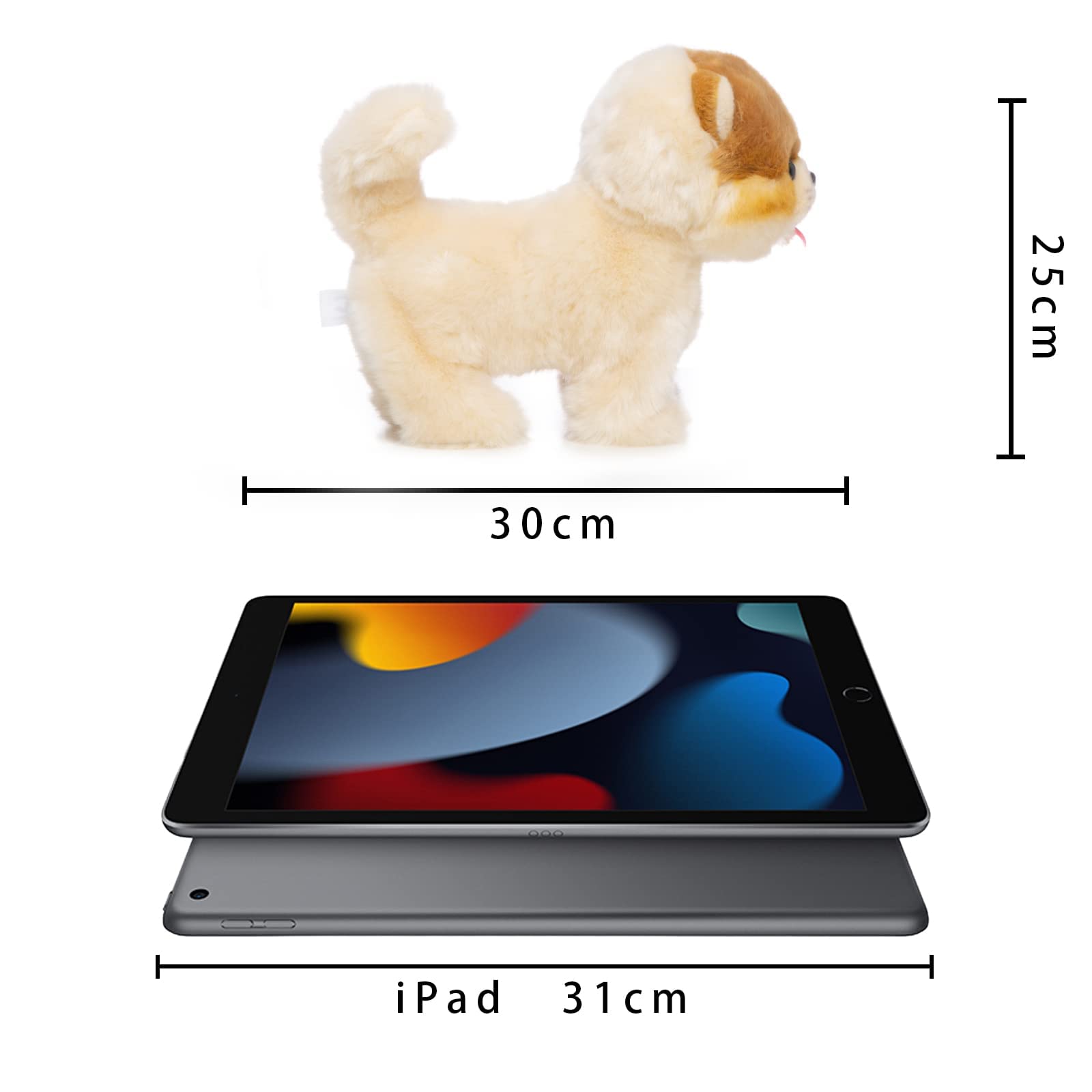 CU-MATE Interactive Dog Stuffed Animal Electronic Plush Pomeranian Simulation Puppy Realistic Toy Like-Real Robotic Nodding Barking Wagging Tail Present Pet for Toddler Boys