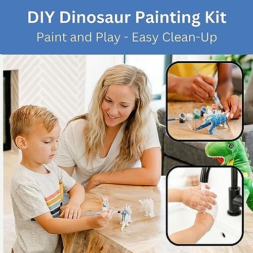 STEM-Accredited Dinosaur Giftset - A Surprise Gift for Boys Complete w/T-Rex Dinosaur Plush, Dinosaur Pullback Cars, Dinosaur Painting Kit, Squishies, Pop It & More