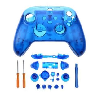 Full Housing Shell Front Back Case Cover with LB RB LT RT Trigger Buttons Tools for Xbox Series X S Controller (Clear Blue)