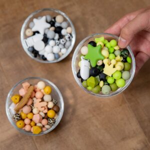 let's make 100pcs Silicone Loose Beads, DIY Beads Kit for Bracelets Making/Necklace Making/Jewelry Making Supplies - Shaped Beads Bulk Round Assorted Beads Honeycomb Silicone Beads