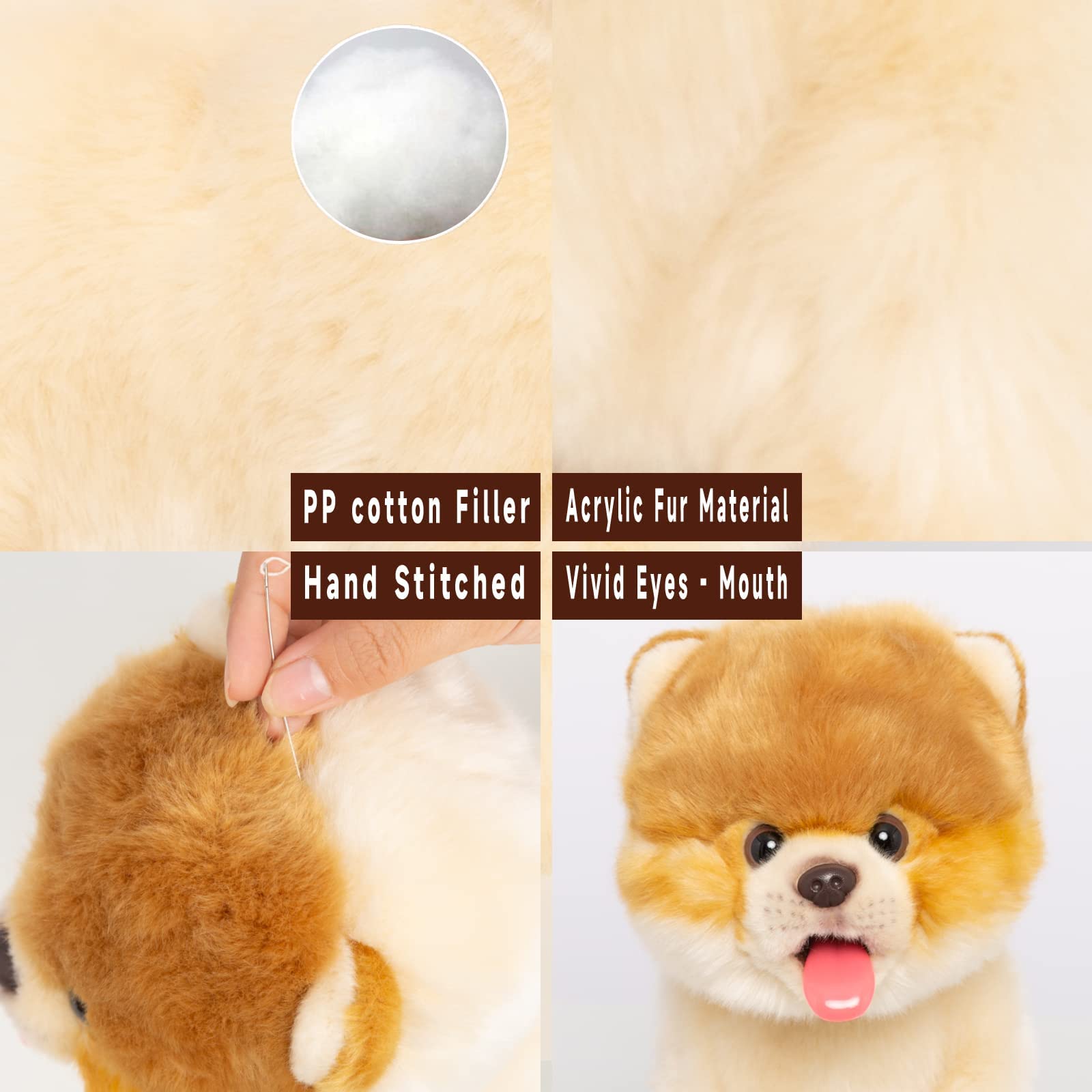 CU-MATE Interactive Dog Stuffed Animal Electronic Plush Pomeranian Simulation Puppy Realistic Toy Like-Real Robotic Nodding Barking Wagging Tail Present Pet for Toddler Boys