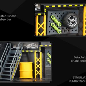 Gilumza Display Case DIY Simulation Scenario Die-cast Model with LED Light, Garage Scene Model for Motorcycle Toy Car Toys Collectibles Assemble (9x4x5inch)