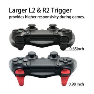 TOMSIN Replacement Triggers for PS4 Pro/ PS4 Slim Controller, Aluminum Metal L1 R1 L2 R2 Trigger Buttons for PS4 Controller Gen 2 (Red)