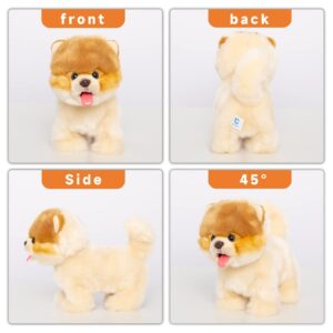 CU-MATE Interactive Dog Stuffed Animal Electronic Plush Pomeranian Simulation Puppy Realistic Toy Like-Real Robotic Nodding Barking Wagging Tail Present Pet for Toddler Boys