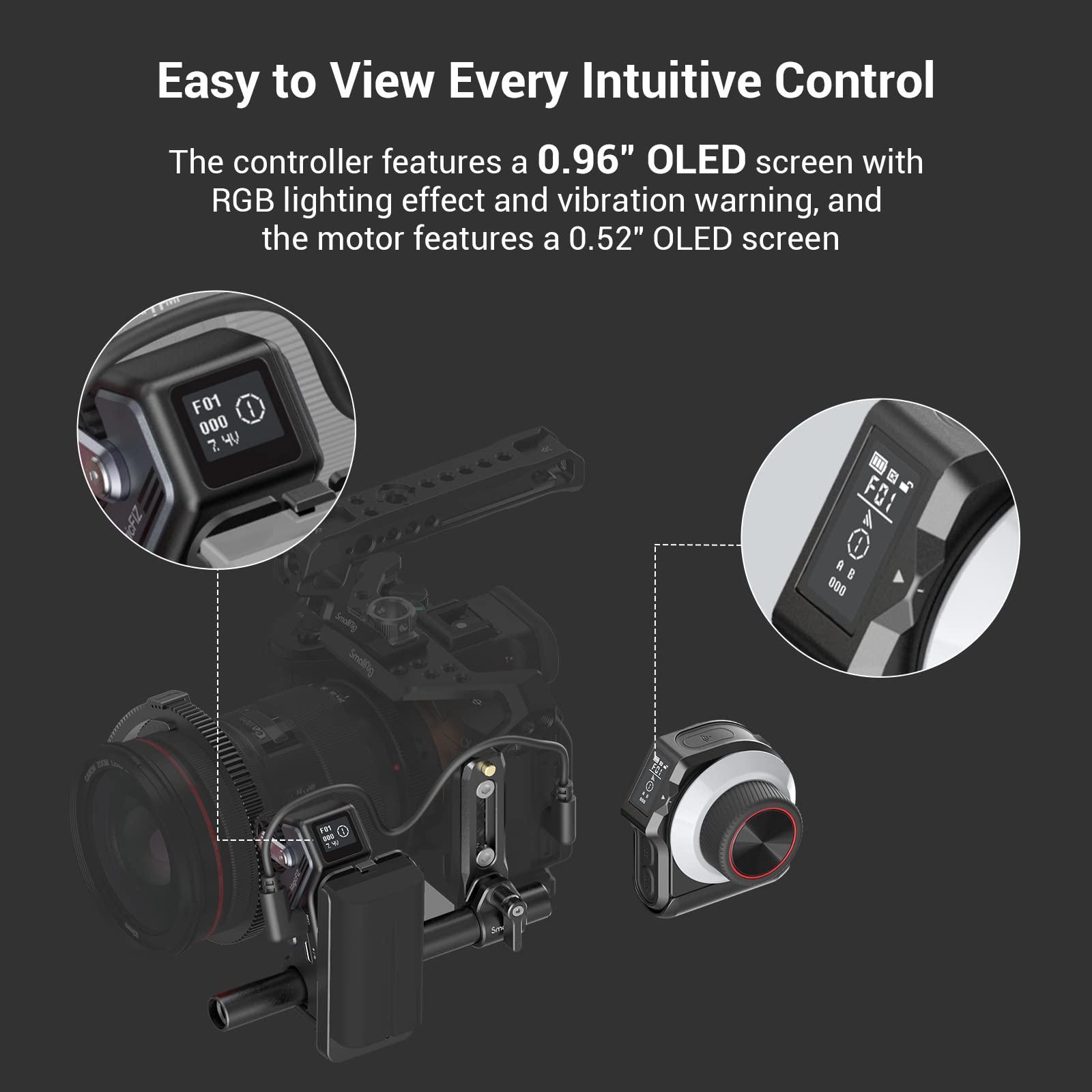 SmallRig MagicFIZ Wireless Follow Focus Two Motor Kit with Handwheel Controller, Wireless Handgrip and Two Receiver Motor, 100m / 328ft Remote Focus Control for DSLR and Cine Lenses - 3918