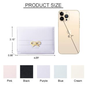 Sunwel Fashion Wallets Girls Cute Coquette Bow Small Wallet Aesthetic Card Holder ID Window Purse for Women (PURPLE)