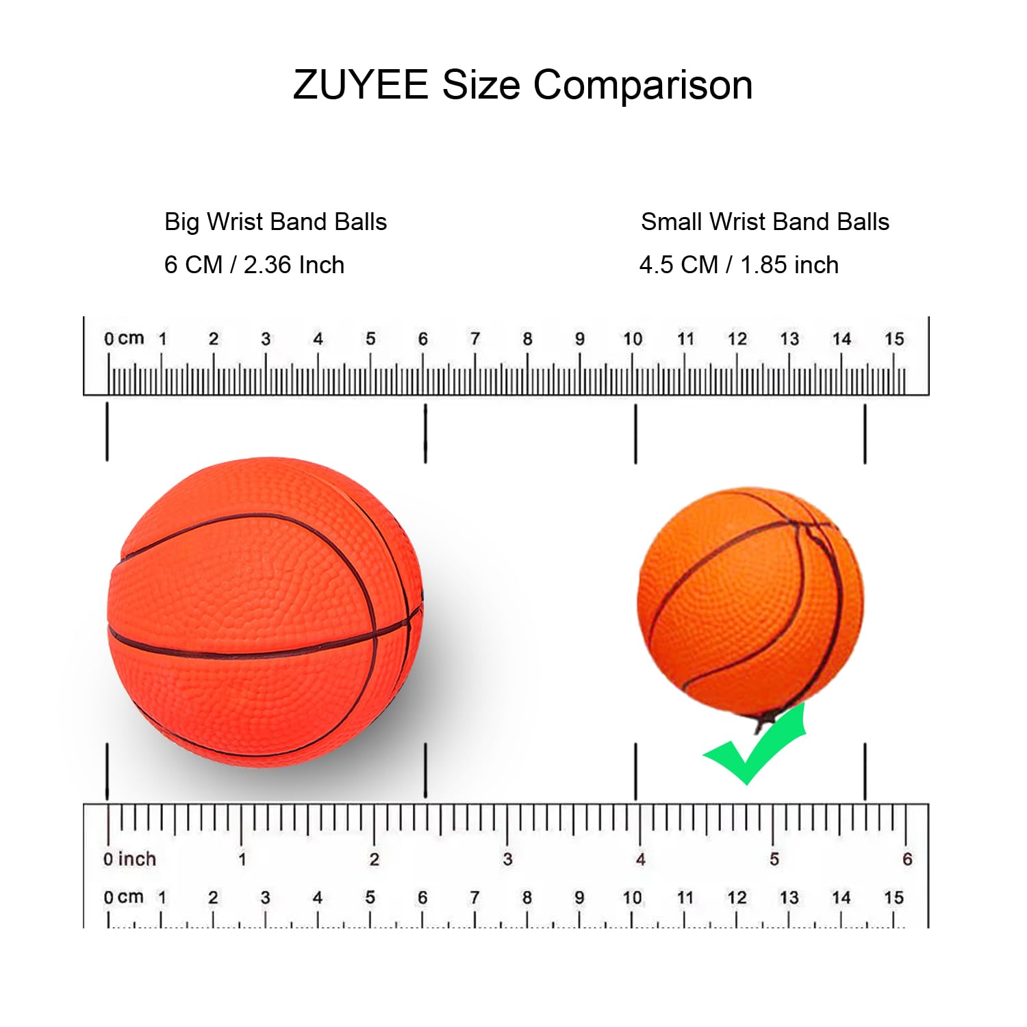 ZUYEE Wrist Return Ball 1.85 Inch (Not 2.36 inch) Sports Wrist Balls On A String Rubber Rebound Balls (Basketball, Baseball, Soccer) Wristband Toy for Children Kids Gift Exercise or Play (4 PCS)