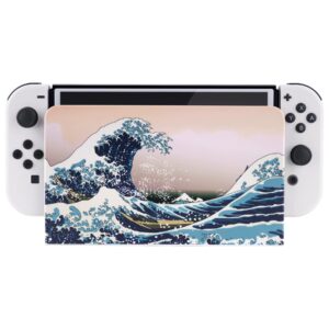 PlayVital The Great Wave Custom Dock Cover for Nintendo Switch OLED, Dust Anti Scratch PC Hard Faceplate Shell Cover for Nintendo Switch OLED Charging Dock - Dock NOT Included