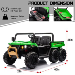 Nitoess 24V 2 Seater 2WD/4WDRide On Tractor, 6-Wheels Ride on Truck with Remote Control,Ride On Vehicle Toy for Kids,EVA Tire,Green…