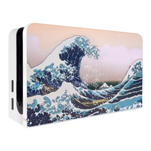 playvital the great wave custom dock cover for nintendo switch oled, dust anti scratch pc hard faceplate shell cover for nintendo switch oled charging dock - dock not included