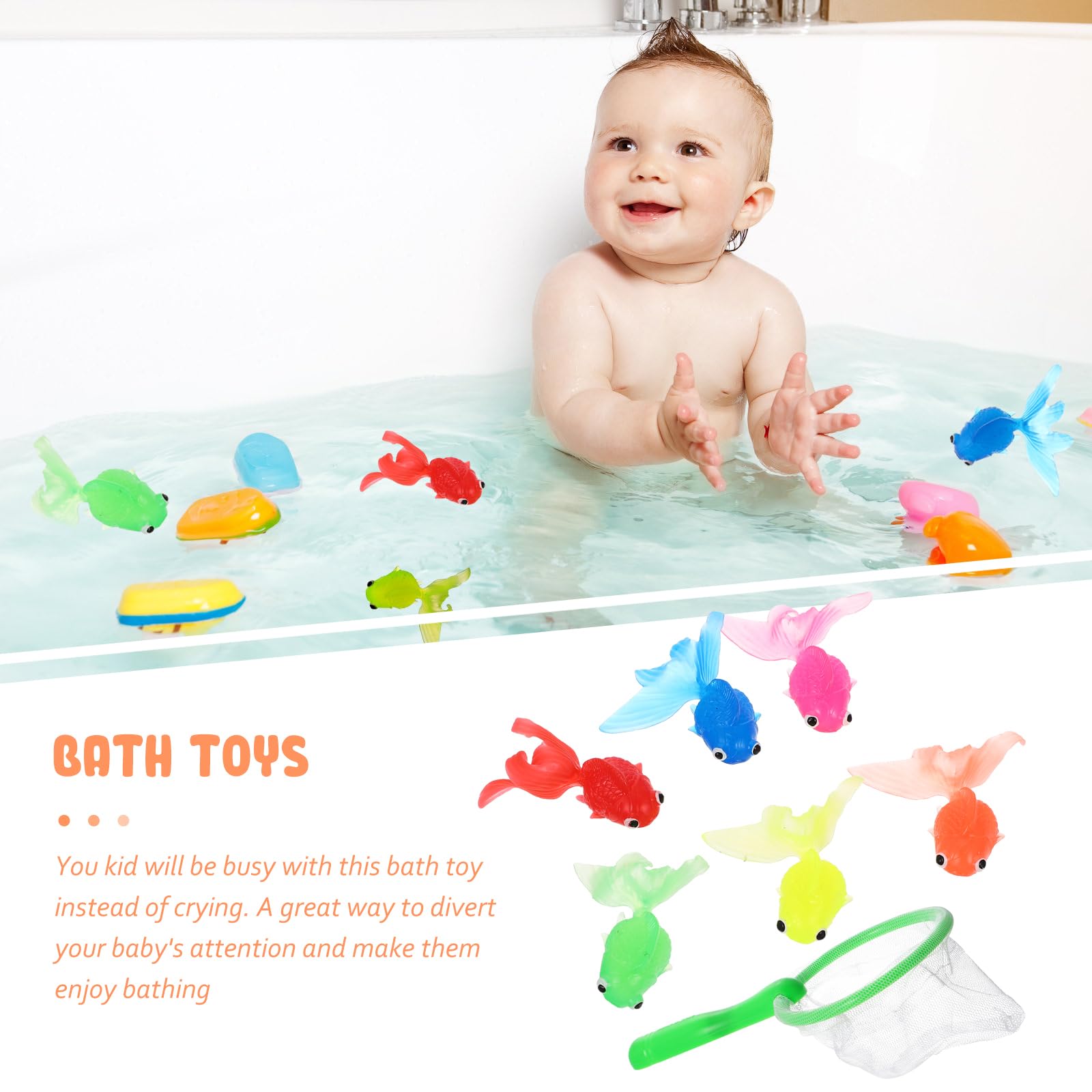 TOYANDONA 1set Tub Toys Bathing Bath Landing Child for Game Kids Baby Toddler Cartoon Bathtub with Fishing Water and Fish Pool Essentials Funny Net Infant Scoop Toy Kit Pole