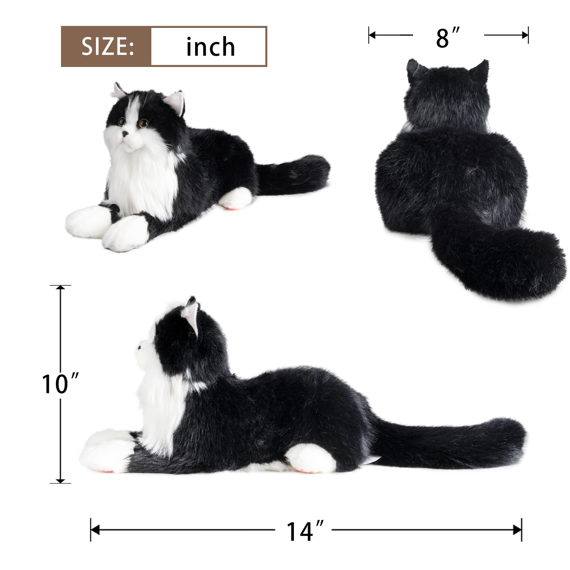 Chongker Weighted Stuffed Animals,Handmade Realistic Cat Plush Toy 4.5LBS,Lifelike Real Cat Size Companion Pet, Black Cat