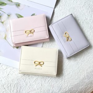 Sunwel Fashion Wallets Girls Cute Coquette Bow Small Wallet Aesthetic Card Holder ID Window Purse for Women (PURPLE)