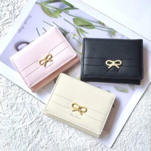 Sunwel Fashion Wallets Girls Cute Coquette Bow Small Wallet Aesthetic Card Holder ID Window Purse for Women (PURPLE)